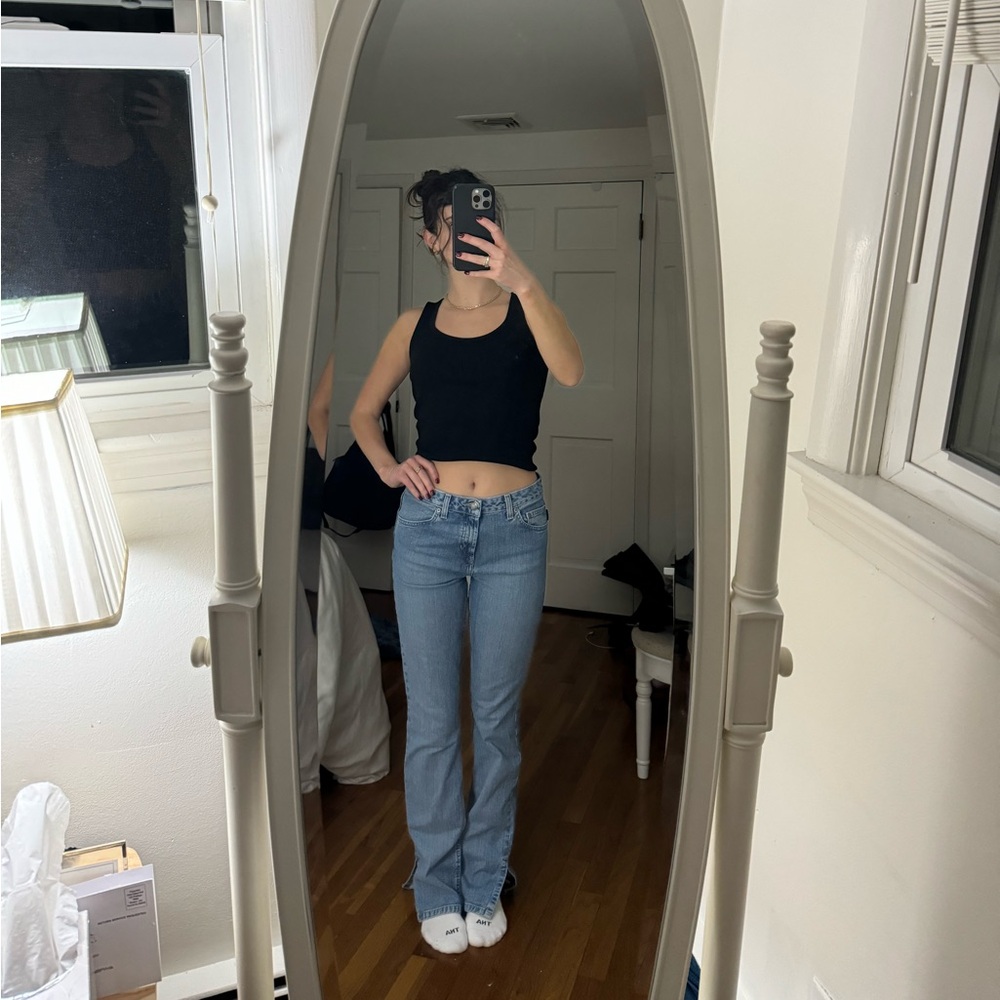 Mid/low rise split hem jeans